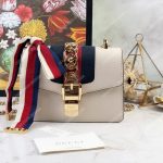 Gucci Sylvie Leather Mini Chain Bag White