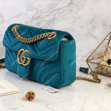 Gucci GG Marmont Velvet Shoulder Bag Blue - Image 5
