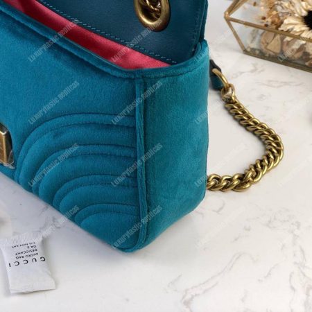 Gucci GG Marmont Velvet Shoulder Bag Blue - Image 7