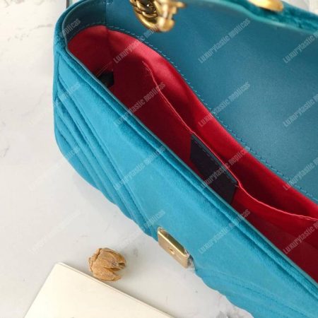 Gucci GG Marmont Velvet Shoulder Bag Blue - Image 8