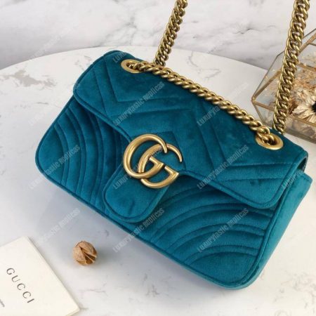 Gucci GG Marmont Velvet Shoulder Bag Blue - Image 9