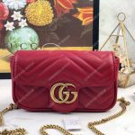 Gucci GG Marmont Matelassé Super Mini Bag Red