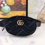 Gucci GG Marmont Matelassé Velvet Belt Bag Black