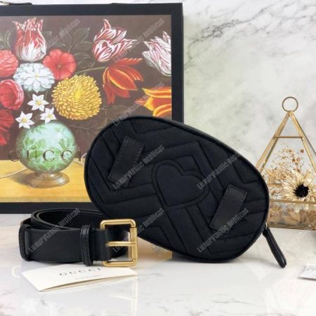 Gucci GG Marmont Matelassé Velvet Belt Bag Black - Image 6