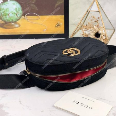 Gucci GG Marmont Matelassé Velvet Belt Bag Black - Image 5