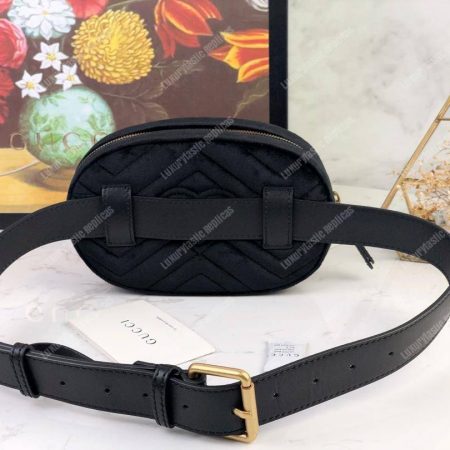 Gucci GG Marmont Matelassé Velvet Belt Bag Black - Image 7