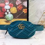 Gucci GG Marmont Matelassé Velvet Belt Bag Aquamarine