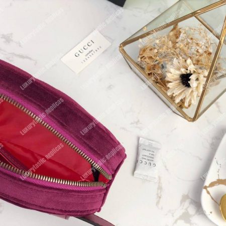 Gucci GG Marmont Matelassé Velvet Belt Bag Fuchsia - Image 7