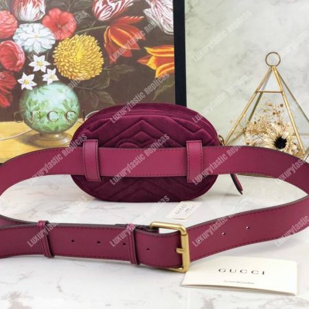 Gucci GG Marmont Matelassé Velvet Belt Bag Fuchsia - Image 6