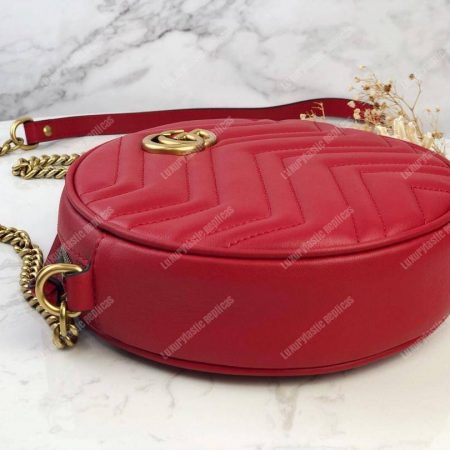 Gucci GG Marmont Mini Round Shoulder Bag Hibiscus Red - Image 6