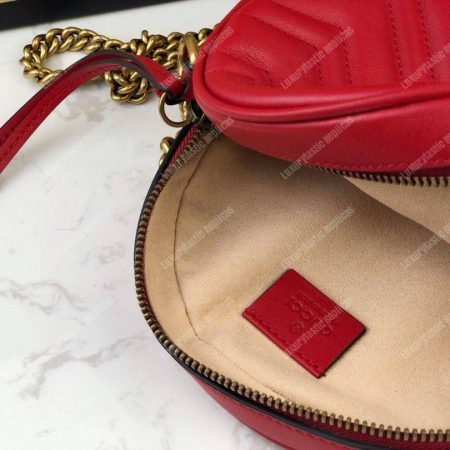 Gucci GG Marmont Mini Round Shoulder Bag Hibiscus Red - Image 9
