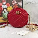 Gucci GG Marmont Mini Round Shoulder Bag Hibiscus Red