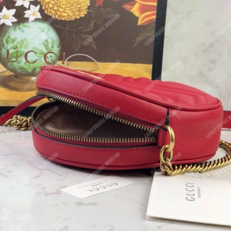 Gucci GG Marmont Mini Round Shoulder Bag Hibiscus Red - Image 7