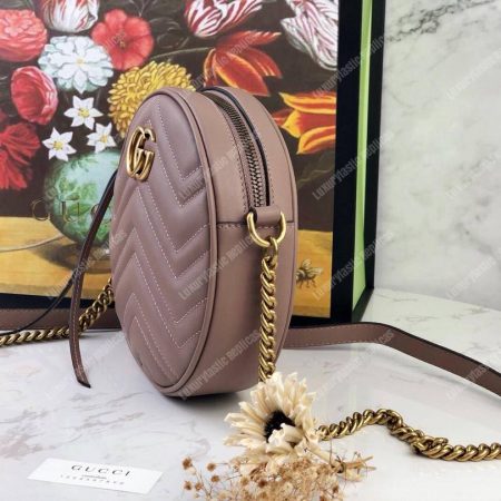 Gucci GG Marmont Mini Round Shoulder Bag Dusty Pink - Image 3