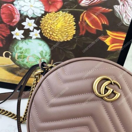 Gucci GG Marmont Mini Round Shoulder Bag Dusty Pink - Image 4