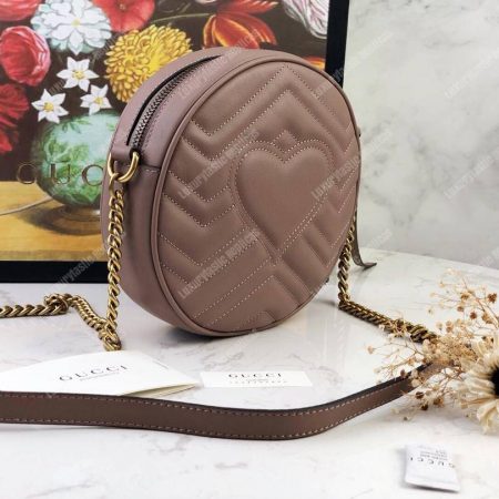 Gucci GG Marmont Mini Round Shoulder Bag Dusty Pink - Image 5