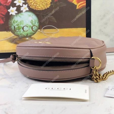 Gucci GG Marmont Mini Round Shoulder Bag Dusty Pink - Image 7
