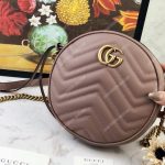Gucci GG Marmont Mini Round Shoulder Bag Dusty Pink