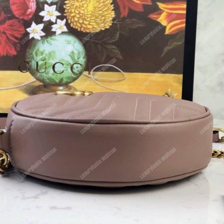 Gucci GG Marmont Mini Round Shoulder Bag Dusty Pink - Image 6