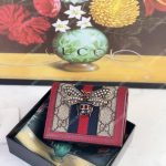 Gucci Queen Margaret GG Supreme Card Case Wallet Red