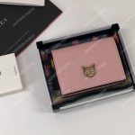 Gucci Signature Card Case With Cat Pink
