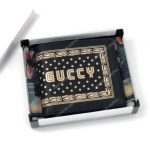 Gucci Guccy Print Leather Bi-Fold Wallet Black