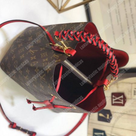 LV NéoNoé Monogram Bucket Bag Coquelicot Red - Image 7
