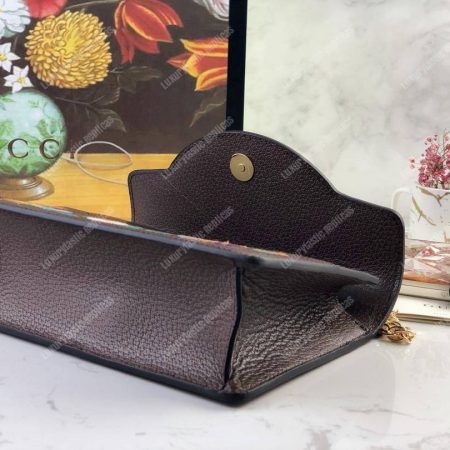 Gucci Embroidered Small Shoulder Bag Leather Brown - Image 5