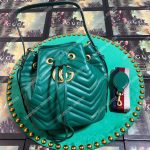 Gucci GG Marmont Chevron Leather Bucket Bag Emerald Green