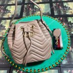 Gucci GG Marmont Chevron Leather Bucket Bag Dusty Pink
