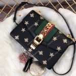 Gucci Sylvie Bee Star Small Shoulder Bag Black