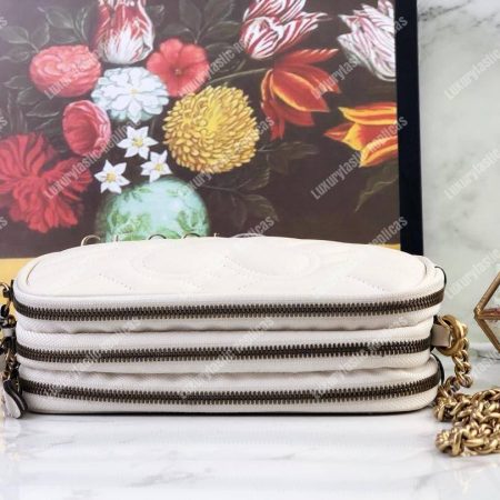 Gucci GG Marmont Mini Chain Bag 3 Zips White - Image 4