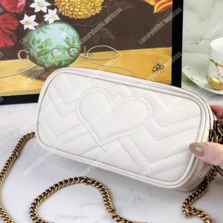 Gucci GG Marmont Mini Chain Bag 3 Zips White - Image 3
