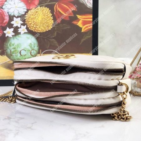 Gucci GG Marmont Mini Chain Bag 3 Zips White - Image 8