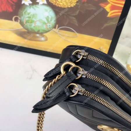 Gucci GG Marmont Mini Chain Bag 3 Zips Black - Image 6