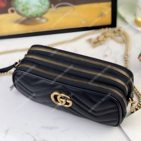 Gucci GG Marmont Mini Chain Bag 3 Zips Black - Image 7