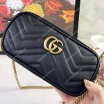 Gucci GG Marmont Mini Chain Bag 3 Zips Black