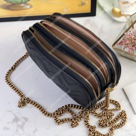 Gucci GG Marmont Mini Chain Bag 3 Zips Black - Image 9