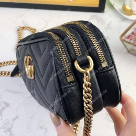 Gucci GG Marmont Mini Chain Bag 3 Zips Black - Image 3