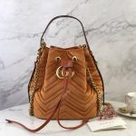 Gucci GG Marmont Velvet Bucket Bag Camel