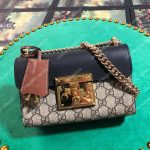 Gucci Padlock Small GG Supreme Canvas Shoulder Bag Black/Brown