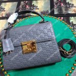 Gucci Padlock Small Signature Top Handle Bag Gray