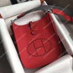 Hermes Mini Evelyne III 17 Clemence Bag Rouge Casaque