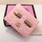 Gucci GG Marmont Card Case Wallet With Cicada Pink