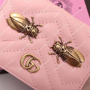 Gucci GG Marmont Card Case Wallet With Cicada Pink - Image 3