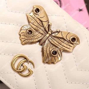 Gucci GG Marmont Card Case Wallet With Butterfly White - Image 4