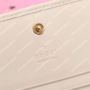 Gucci GG Marmont Card Case Wallet With Butterfly White - Image 5