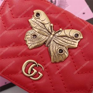 Gucci GG Marmont Card Case Wallet With Butterfly Red - Image 6