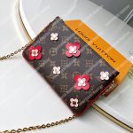 LV Pochette Double Zip Monogram Canvas Cerise Blooming Flowers