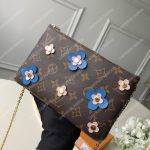 LV Pochette Double Zip Monogram Canvas Blue Blooming Flowers